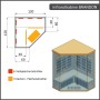 Skizze der Dewello Infrarotkabine Brandon 120x120 mit Vollspektrum- und Karbonstrahlern.