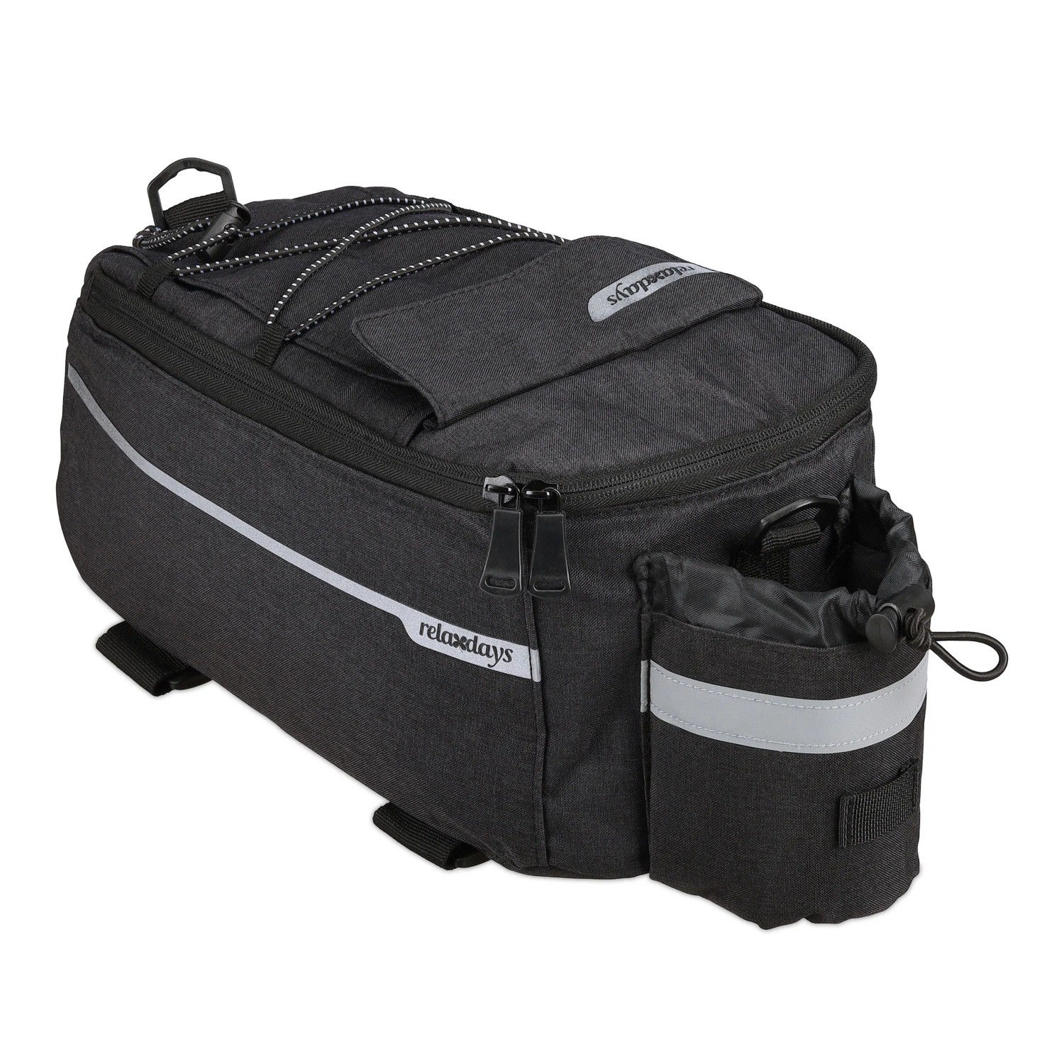Relaxdays Gepäckträgertasche Polyester Aluminium Schwarz Wasserdicht Isolierend Reflektierend 15 cm x 16 cm x 38 cm 360 g