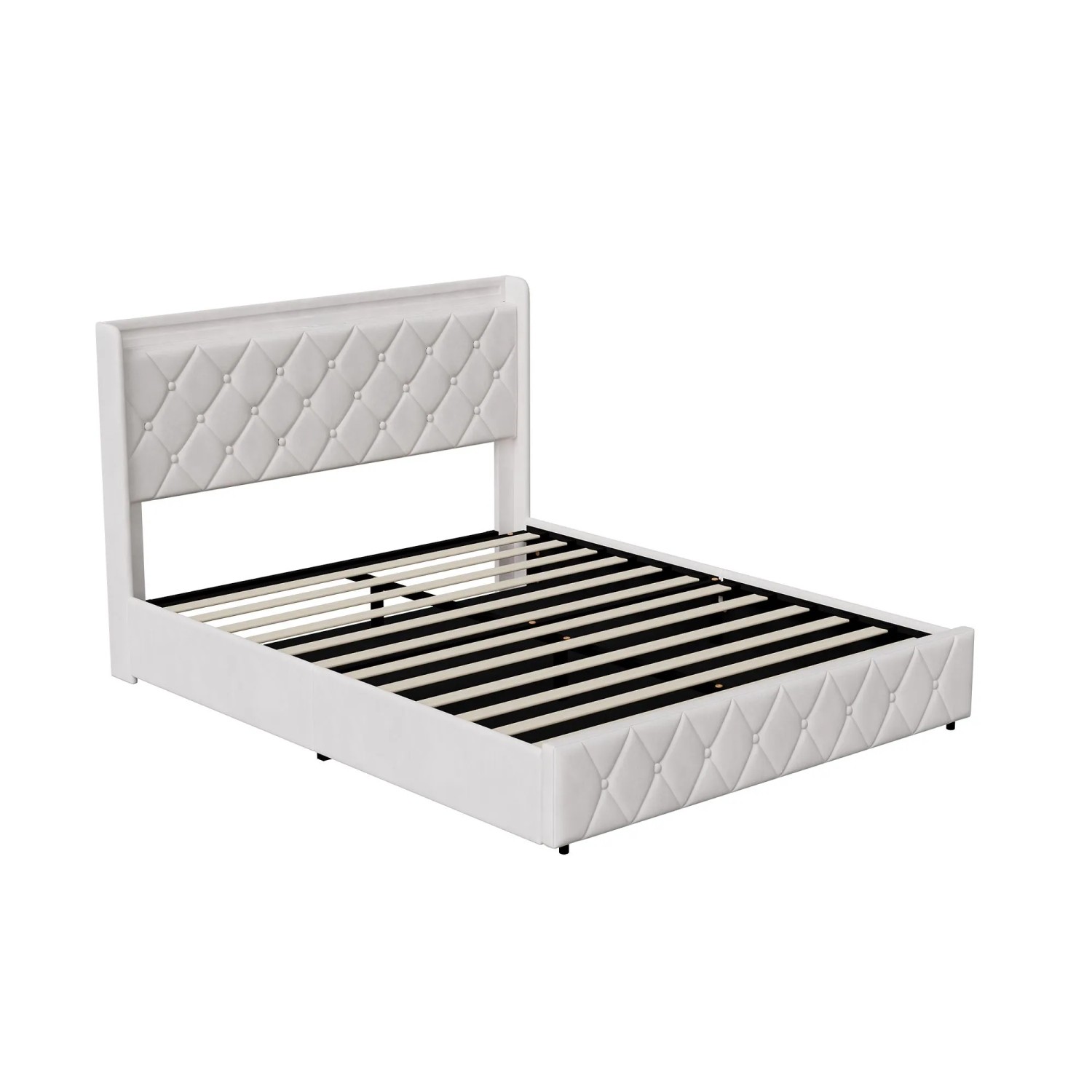 PXloue Polsterbett Beige 160x200 cm Beige mit LED und  Ladestation