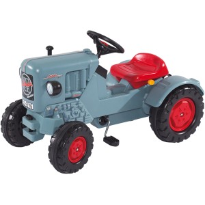 BIG Traktor Eicher Diesel ED 16 Trettraktor, blau mit rotem Sitz und schwarzen Reifen.
