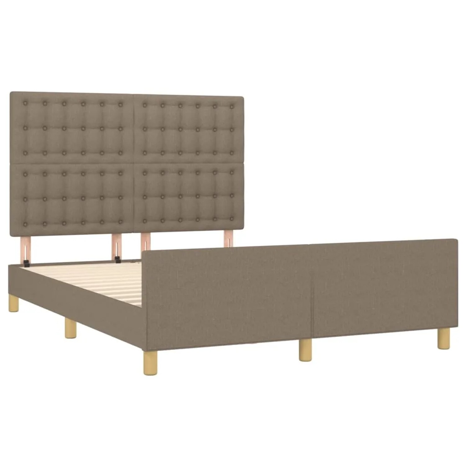 Stoff-Bettgestell Taupe (140x200 cm) mit Kopfteil. Modernes Design für Schlafzimmer.