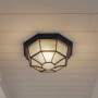Schwarze Lindby Deckenlampe Idril, spritzwassergeschützt, für Terrasse und Garten.