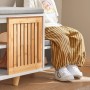 SoBuy Schuhbank FSR125-WN mit Sitzfläche, Schiebetür, aus MDF und Bambus, weiß. Schuhschrank mit Stauraum.