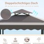 Costway Grillpavillon mit Bar und 2 Barhockern Doppeldach & Markise Grau_4