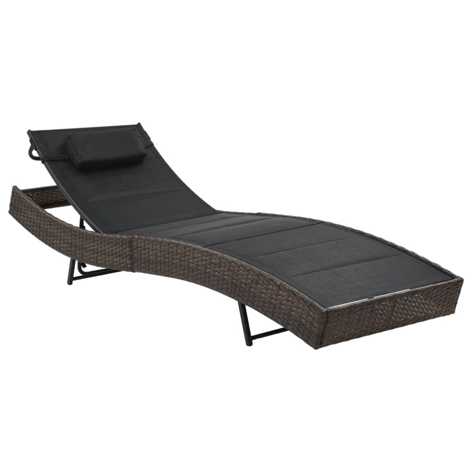 Thumbnail - vidaXL Sonnenliege Poly Rattan und Textilene Braun 44895