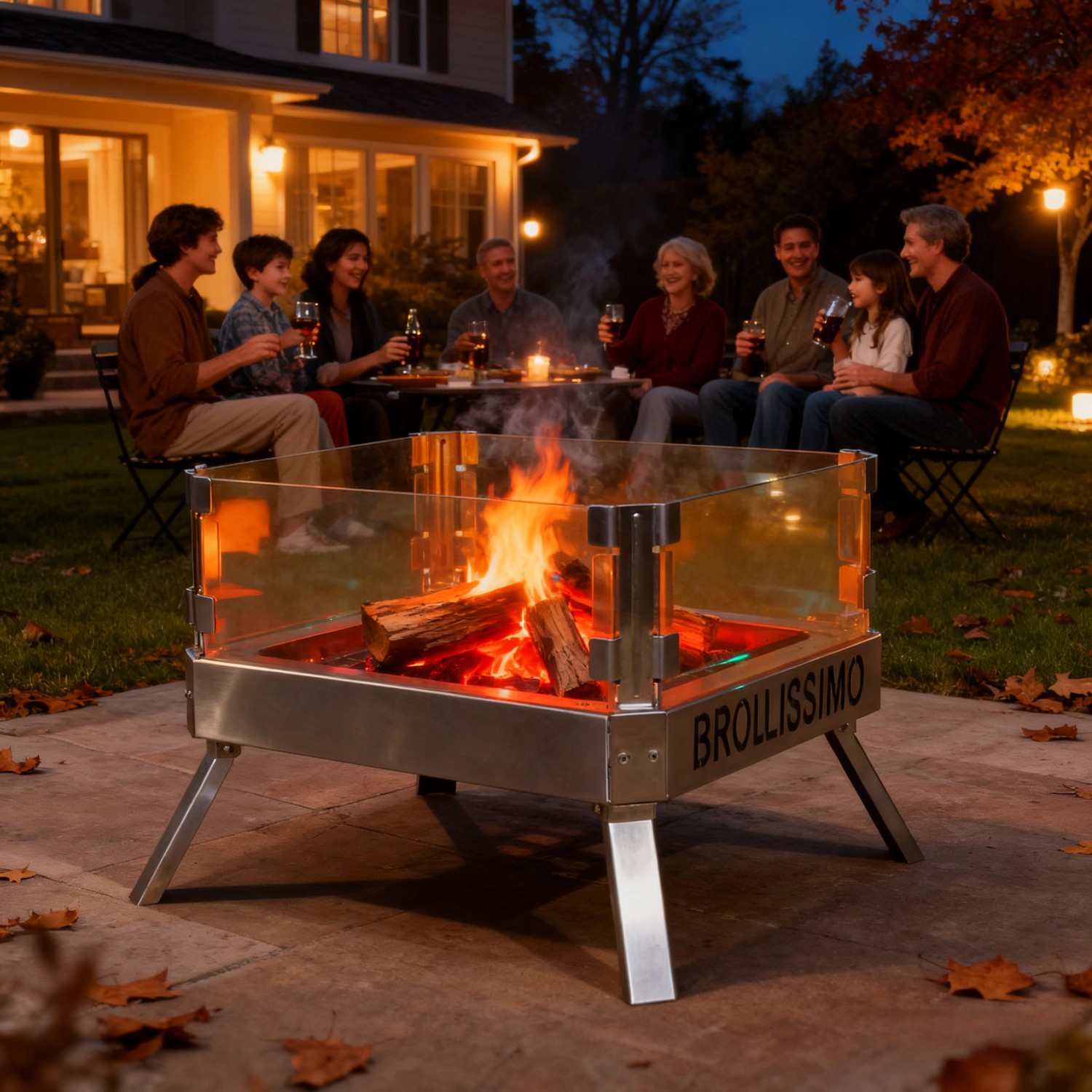 CCLIFE Feuerschale mit Glaskeramik Klappbar Tragbar Feuerschale für Garten Outdoor Camping Feuerkorb mit Grillrost Feuerstelle Edelstahl_4