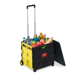 Relaxdays Einkaufstrolley ABS Aluminium Gelb Klappbar 99 cm x 45,5 cm x 37,5 cm 3 kg