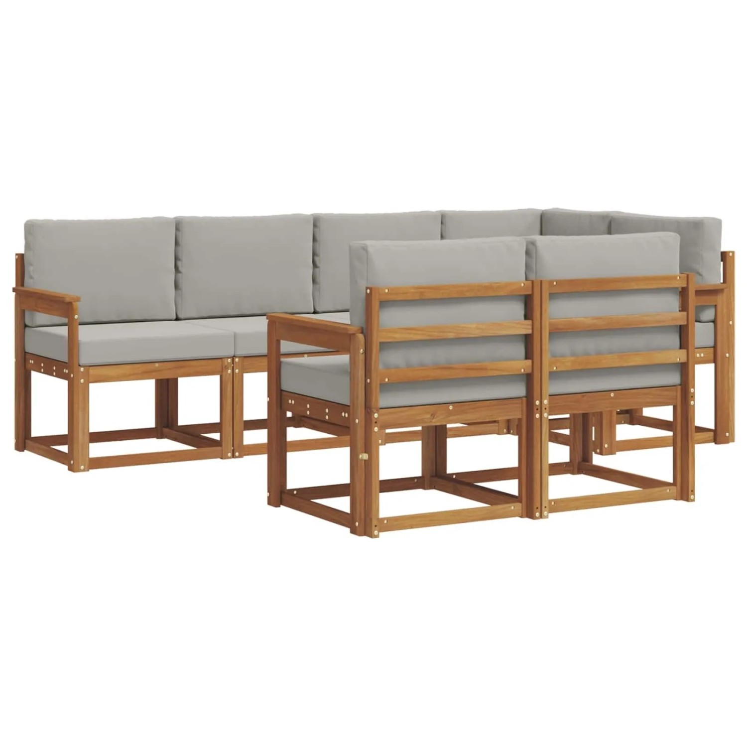 vidaXL Outdoor-Sofagarnitur mit Kissen 7-Tlg Natur und Hellgrau 3366524