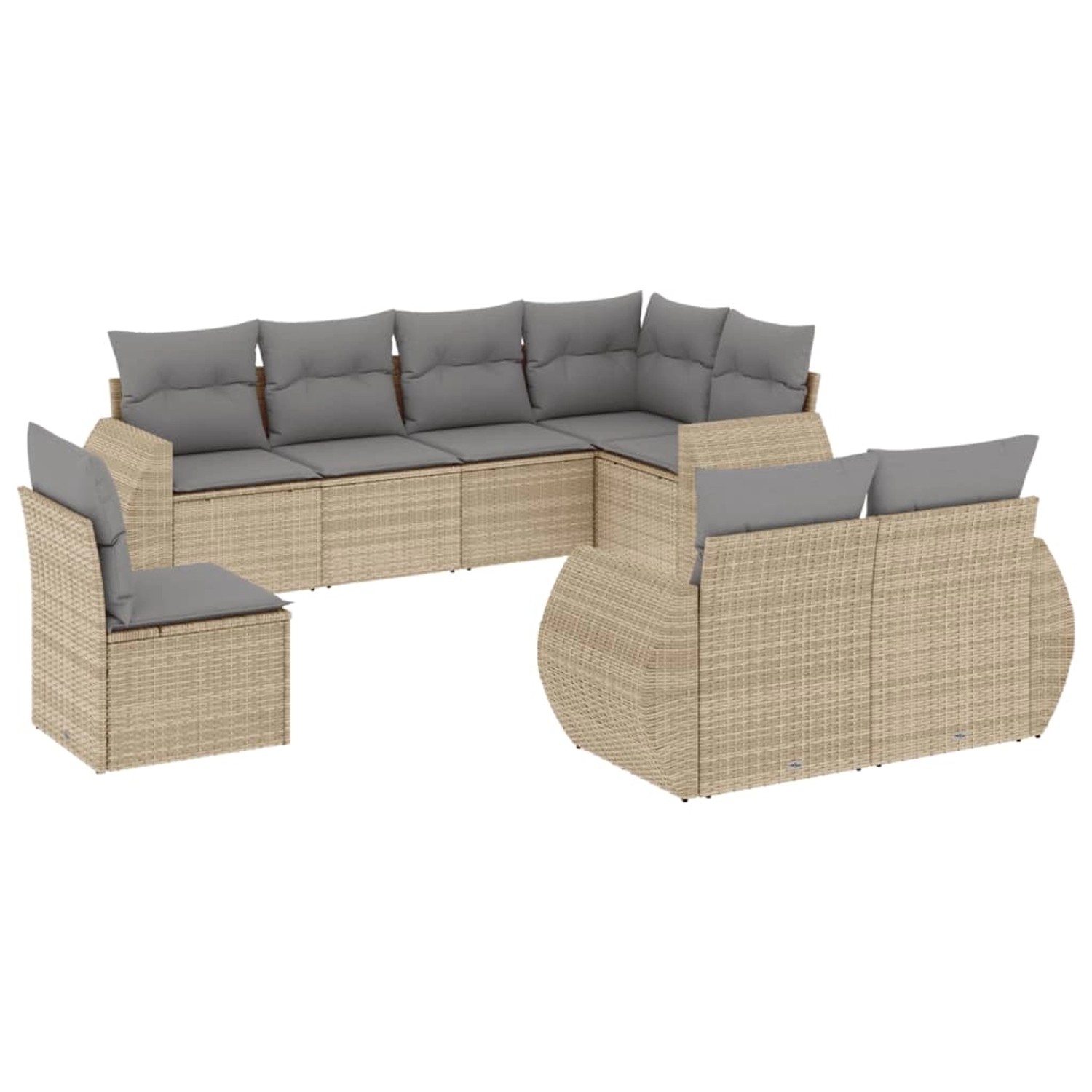 vidaXL 8-tlg Garten-Sofagarnitur mit Kissen Beige Poly Rattan Modell 105 günstig online kaufen