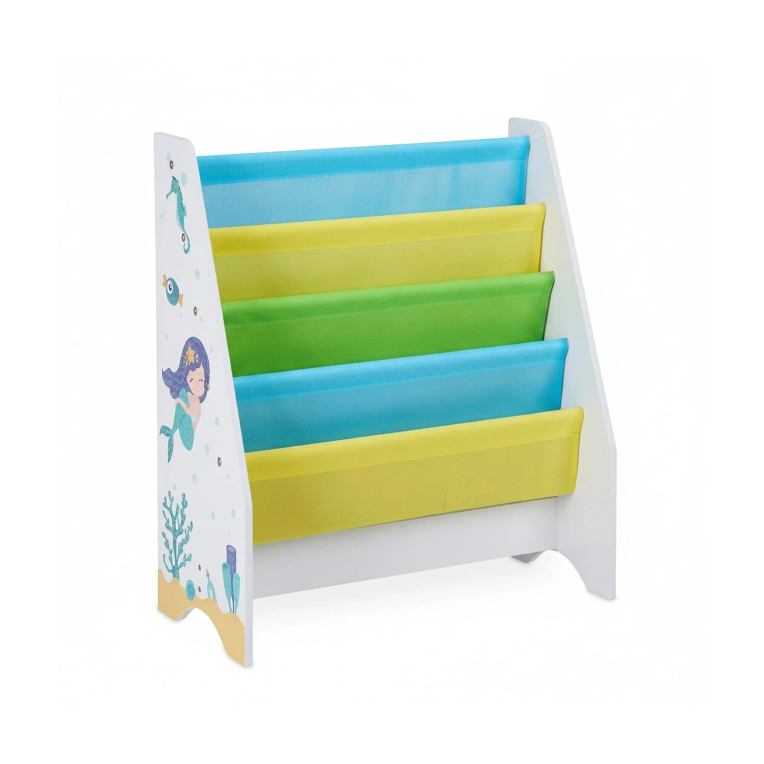 Relaxdays Kinder Bücherregal Spanplatte Metall Polyester Weiß Mit 4 Fächern 71 cm x 62 cm x 29 cm 3,7 kg