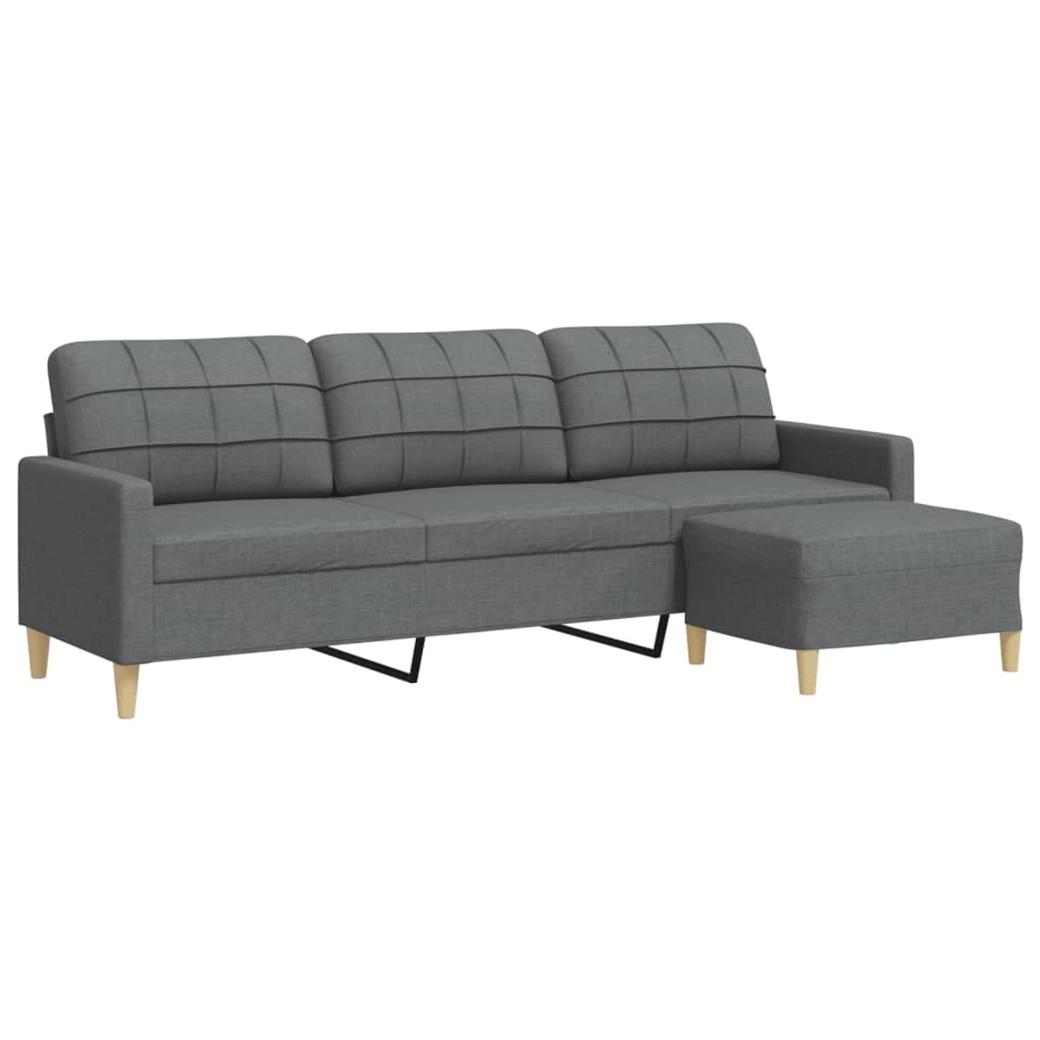 vidaXL 3-Sitzer-Sofa mit Hocker Dunkelgrau 210 cm Stoff 2145295 günstig online kaufen
