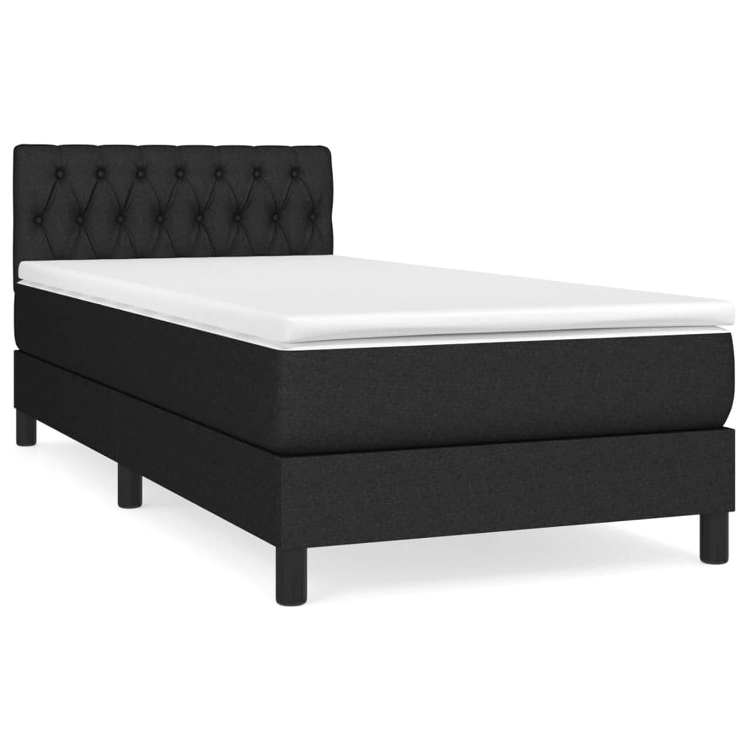 vidaXL Boxspringbett Boxspringbett mit Matratze Schwarz 100x200 cm Stoff Be günstig online kaufen