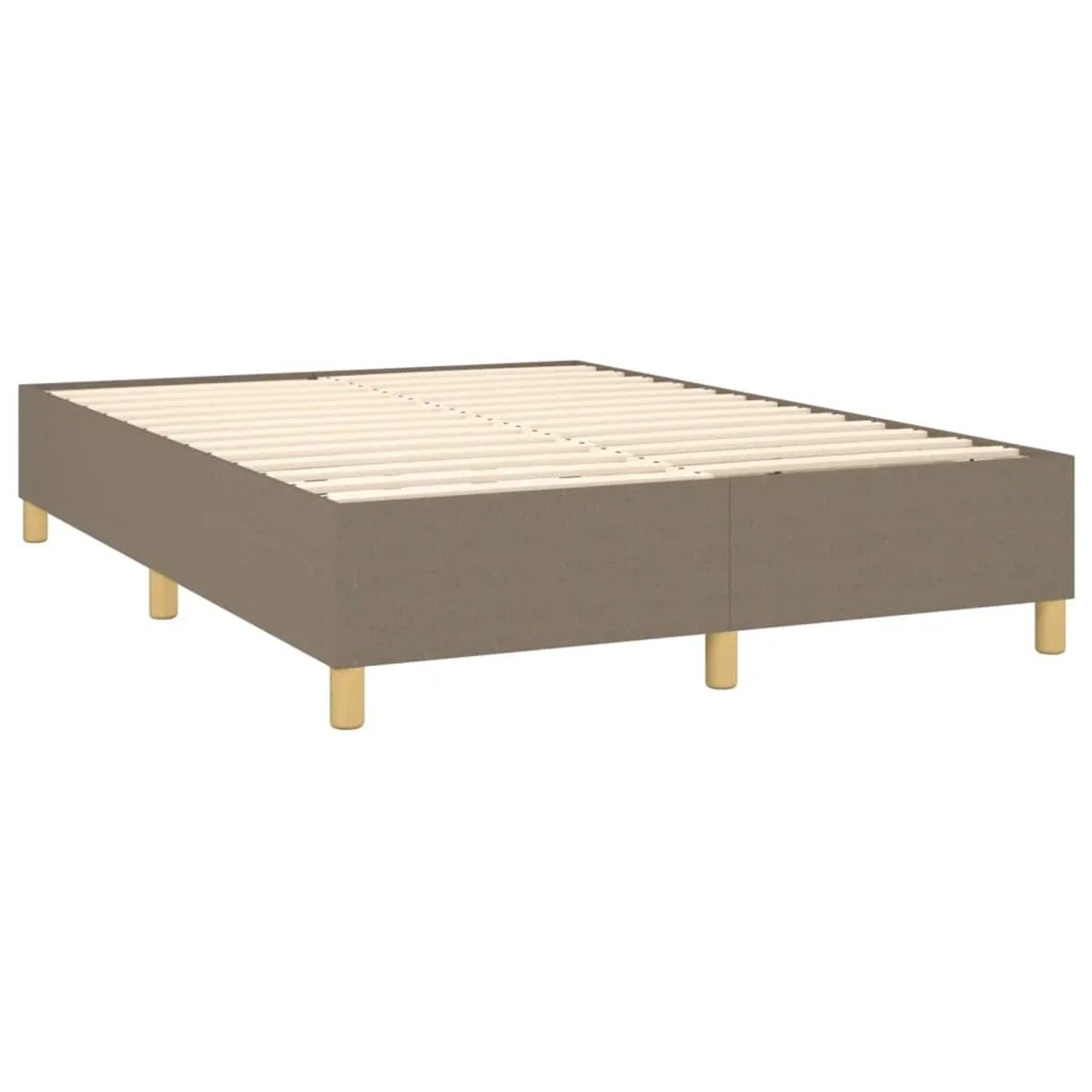 Boxspringbett vidaXL Taupe (140x200 cm) ohne Matratze. Bettgestell mit Holzlattenrost und Füßen.