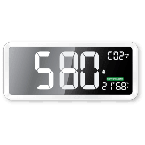Weisser technoline Luftgüte-Monitor WL 1040 mit grosser LED Anzeige für CO2, Temperatur und Luftfeuchtigkeit.