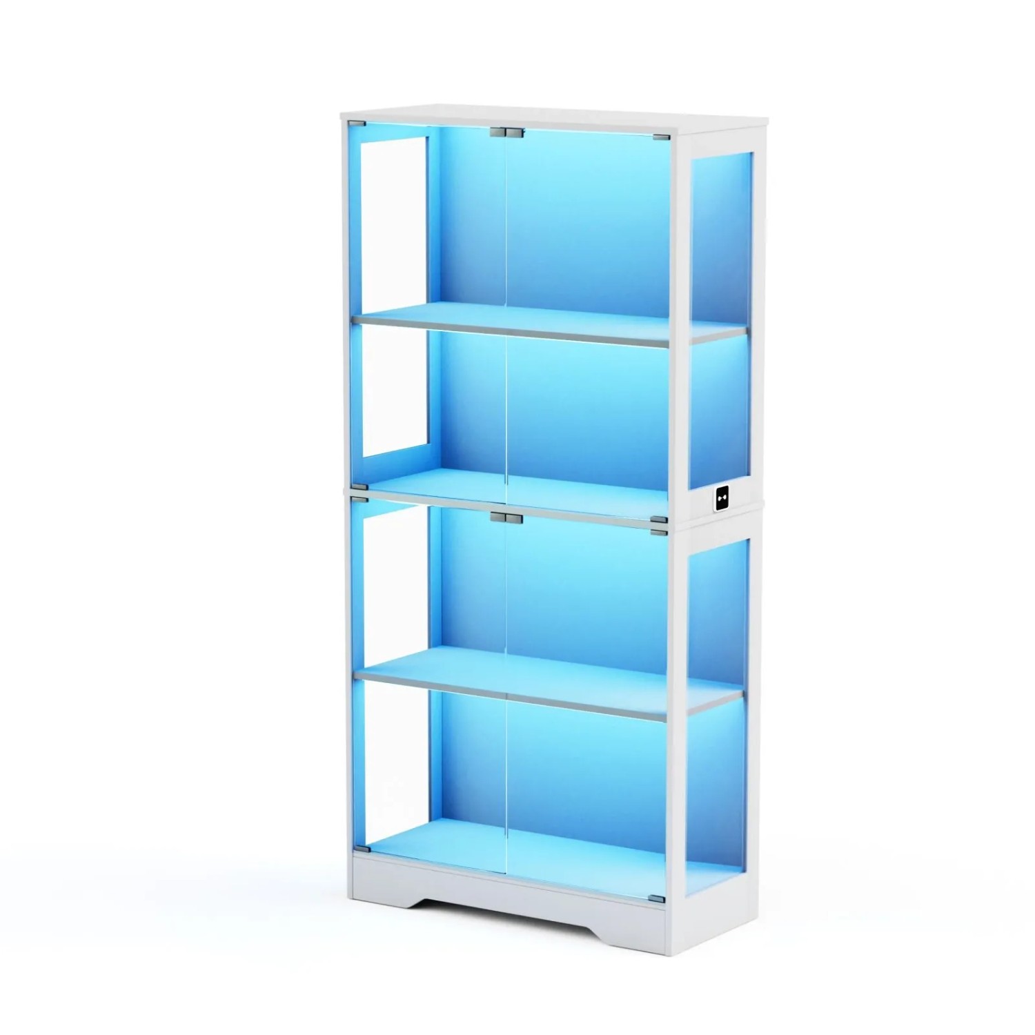 PXloue Glasvitrine 80x35x165cm Mit Stauraum LED-Beleuchtung und USB Weiß
