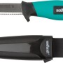 Wolfcraft Outdoormesser mit gezahnter Klinge und Köcher aus Kunststoff.