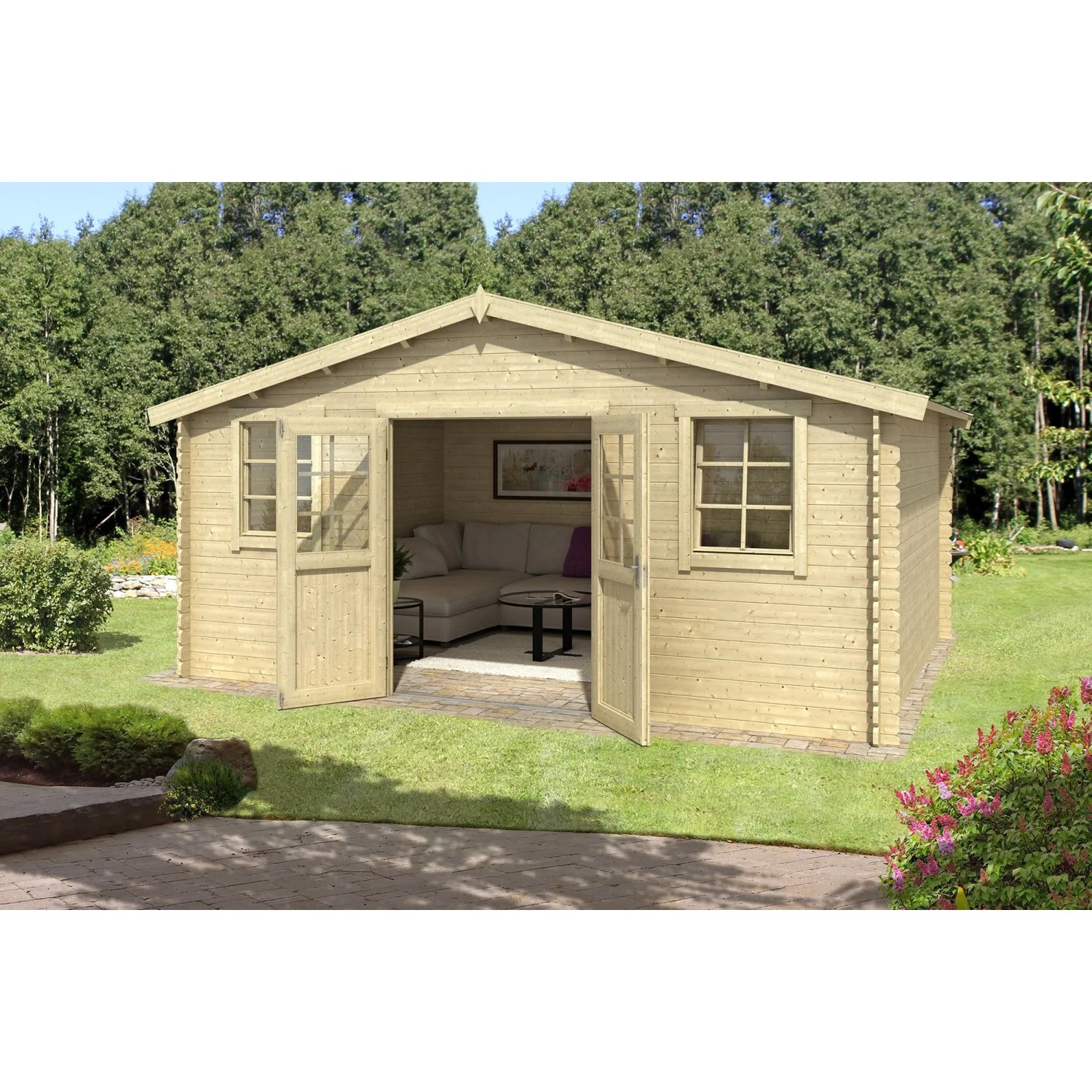 Lasita Gartenhaus Udo 300 Natur/Unbehandelt 480 cm x 300 cm
