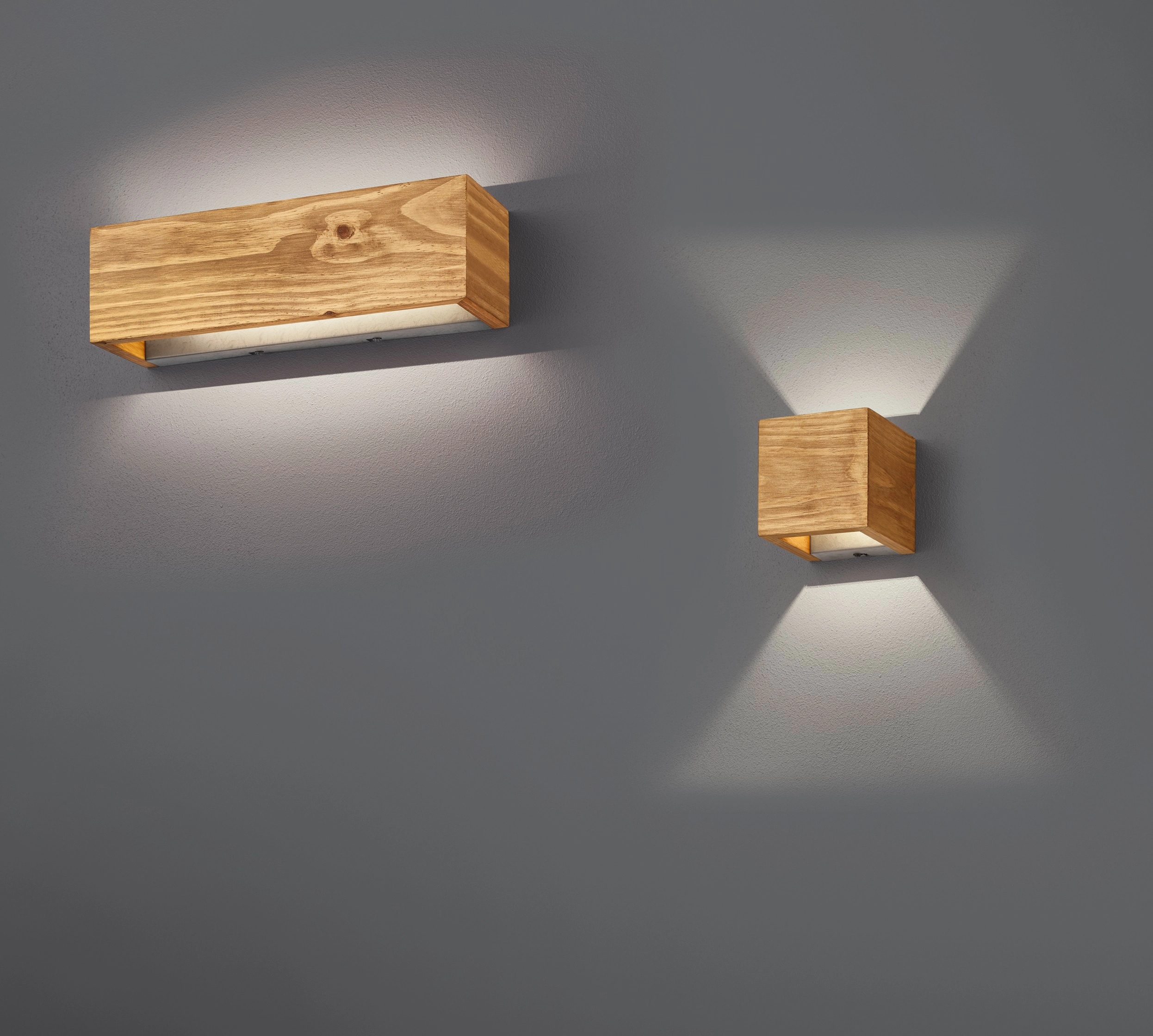 LED Wandlampe dimmbar mit Fernbedienung Holz Wandstrahler