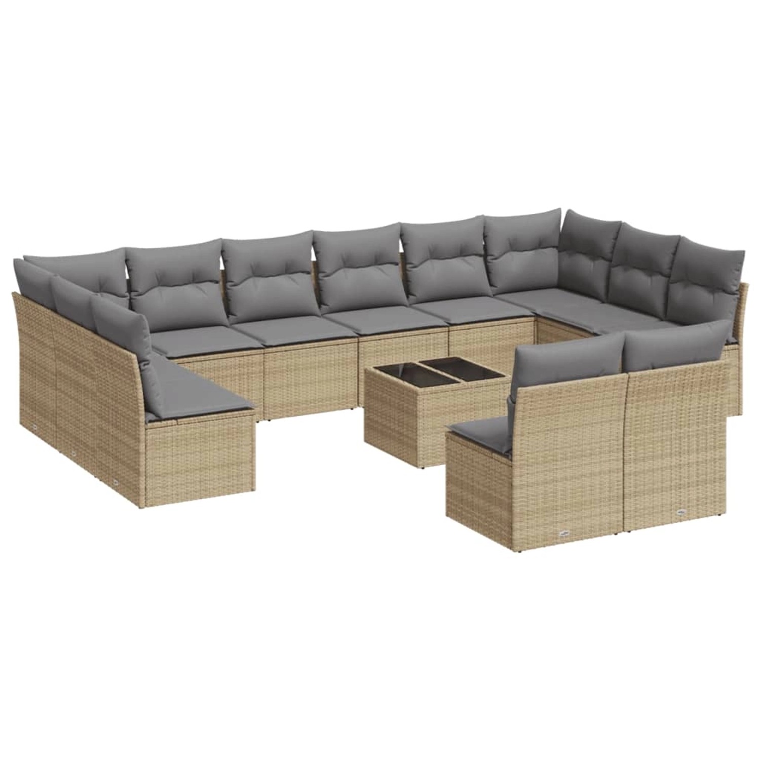 vidaXL 13-Tlg Garten-Sofagarnitur mit Kissen Beige Poly Rattan 3218379 günstig online kaufen