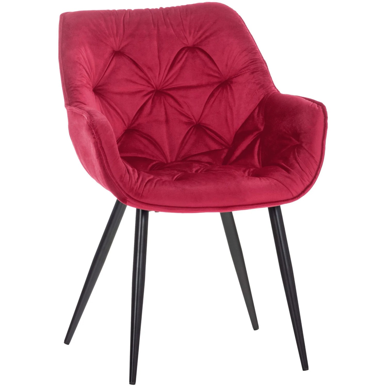 DELUKE Esszimmerstuhl VIVI Rot Samt Metall 83x58x62cm Strapazierfähig Küchenstuhl Wohnzimmerstuhl