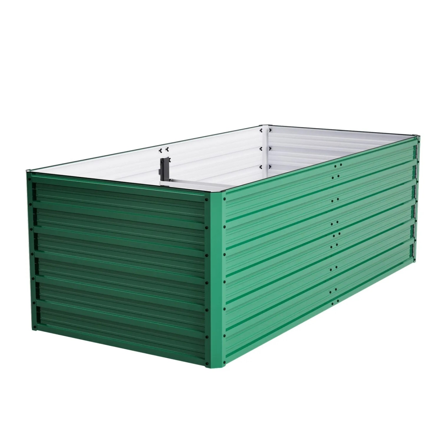 PXloue Metall Hochbeet Grün mit Offenem Boden Schwerlast Pflanzbeet Holzmaserung für Garten Terrasse Balkon 190x90x64cm
