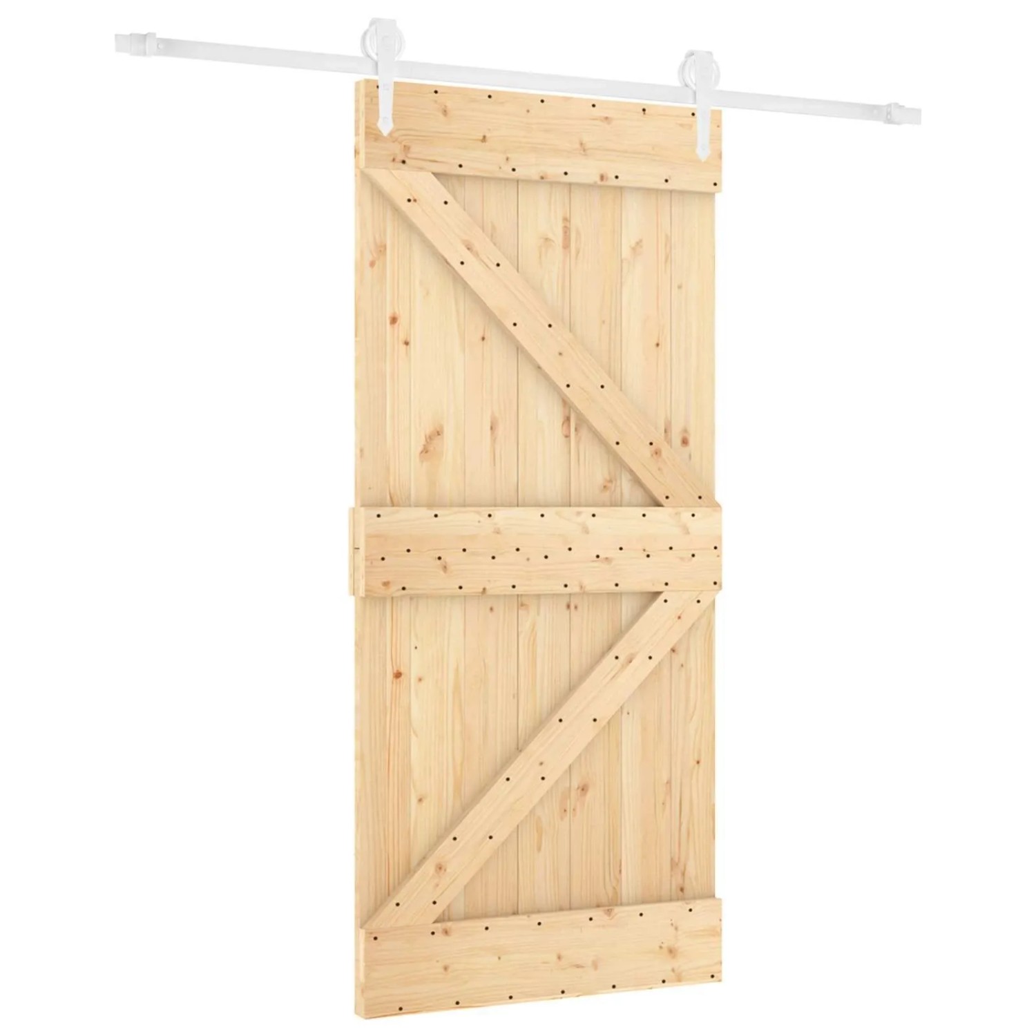 vidaXL Schiebetür Natur und Weiß 90 x 210 cm Massives Kiefernholz 3445136