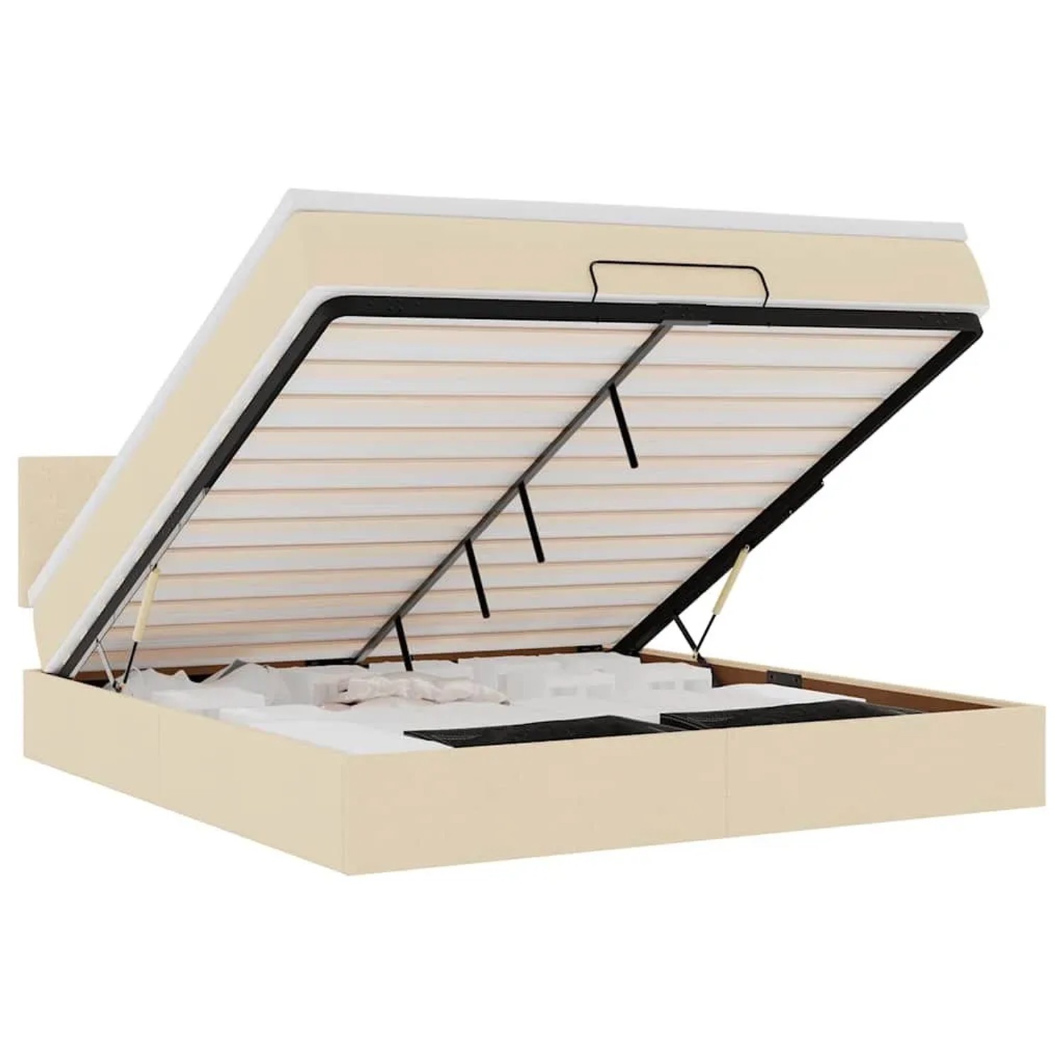 vidaXL Ottoman-Bett mit Matratze Creme 180x200 cm Stoff 3311399