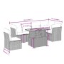 Graue 7-tlg. vidaXL Garten-Sofagarnitur aus Polyrattan mit Tisch und Kissen.