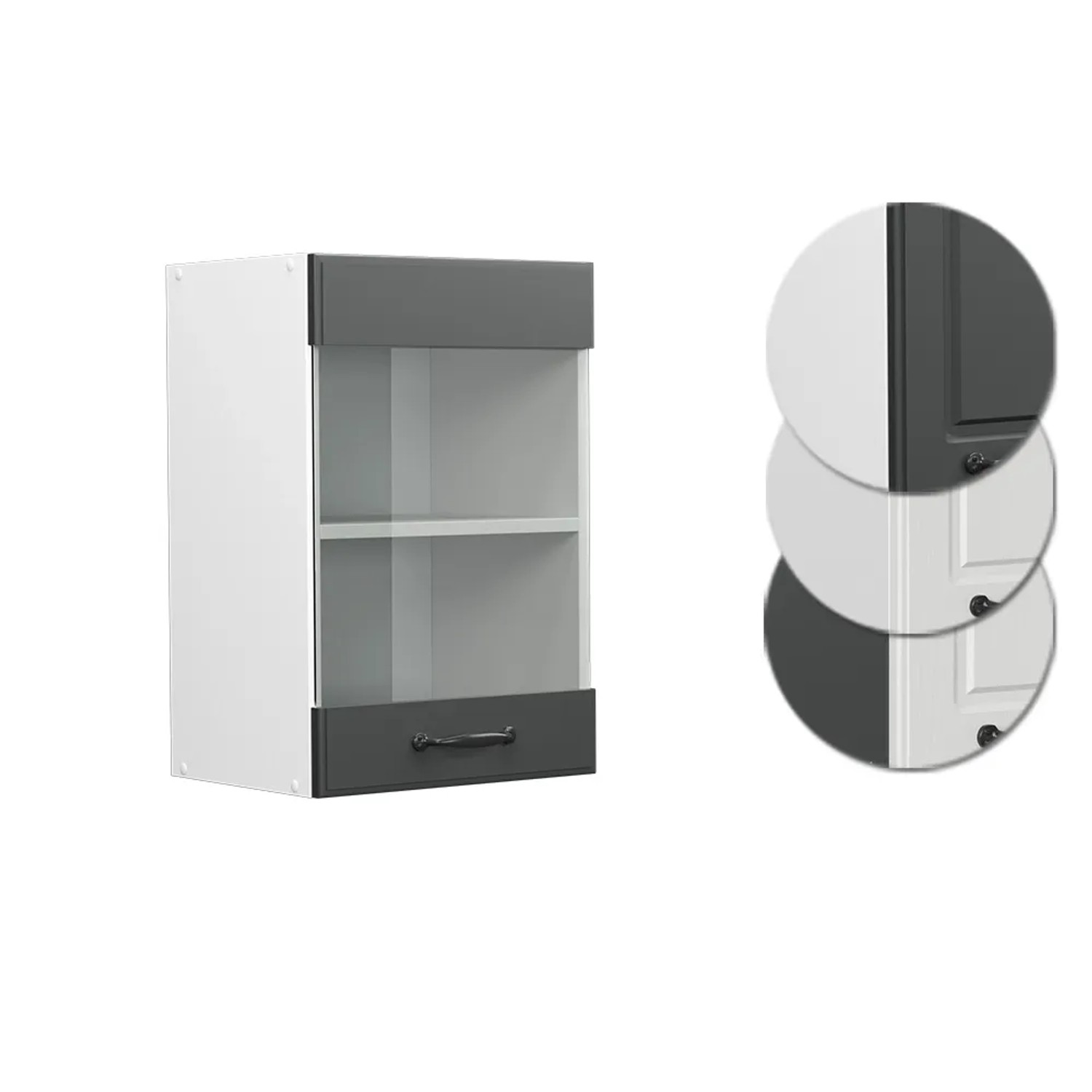 Vicco Küchenglasschrank R-Line, Hängeschrank in Anthrazit/Weiß, 40 cm breit.