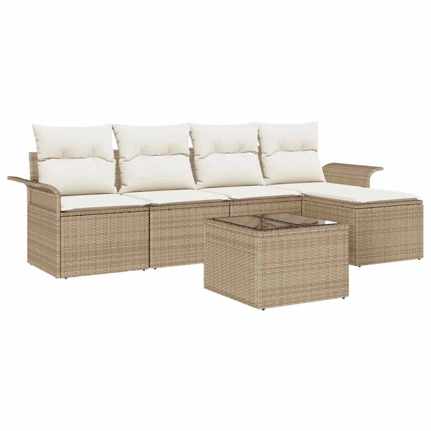 vidaXL Garten-Sofa-Set mit Kissen mit Speicher 6-Tlg Beige Poly Rattan 3354 günstig online kaufen