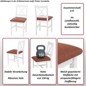 MCW Esszimmerstuhl F77 4er-Set Natur Polster Grau