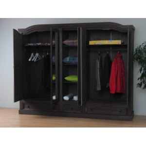 ebuy24 New Mexico Kleiderschrank, 5-türig, kolonial gebeizt mit Spiegel- und Getäfelten Türen.