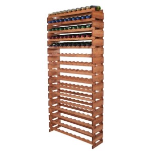 Weinregal VINOTECA FLEX PRO aus geöltem Kiefernholz für 160 Flaschen auf 16 Ebenen.