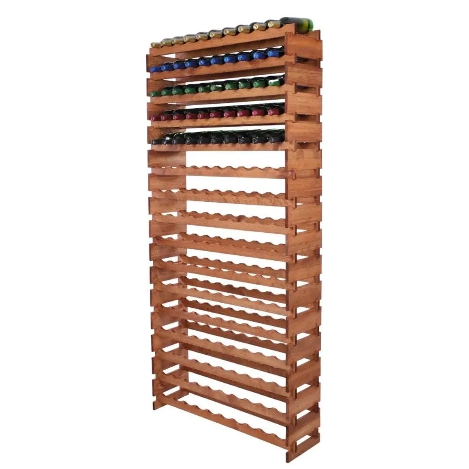 PROREGAL Weinregal VINOTECA FLEX PRO HxBxT 219x103x28cm 160 Flaschen Auf 16 Ebenen Massives Kiefernholz Braun Geölt