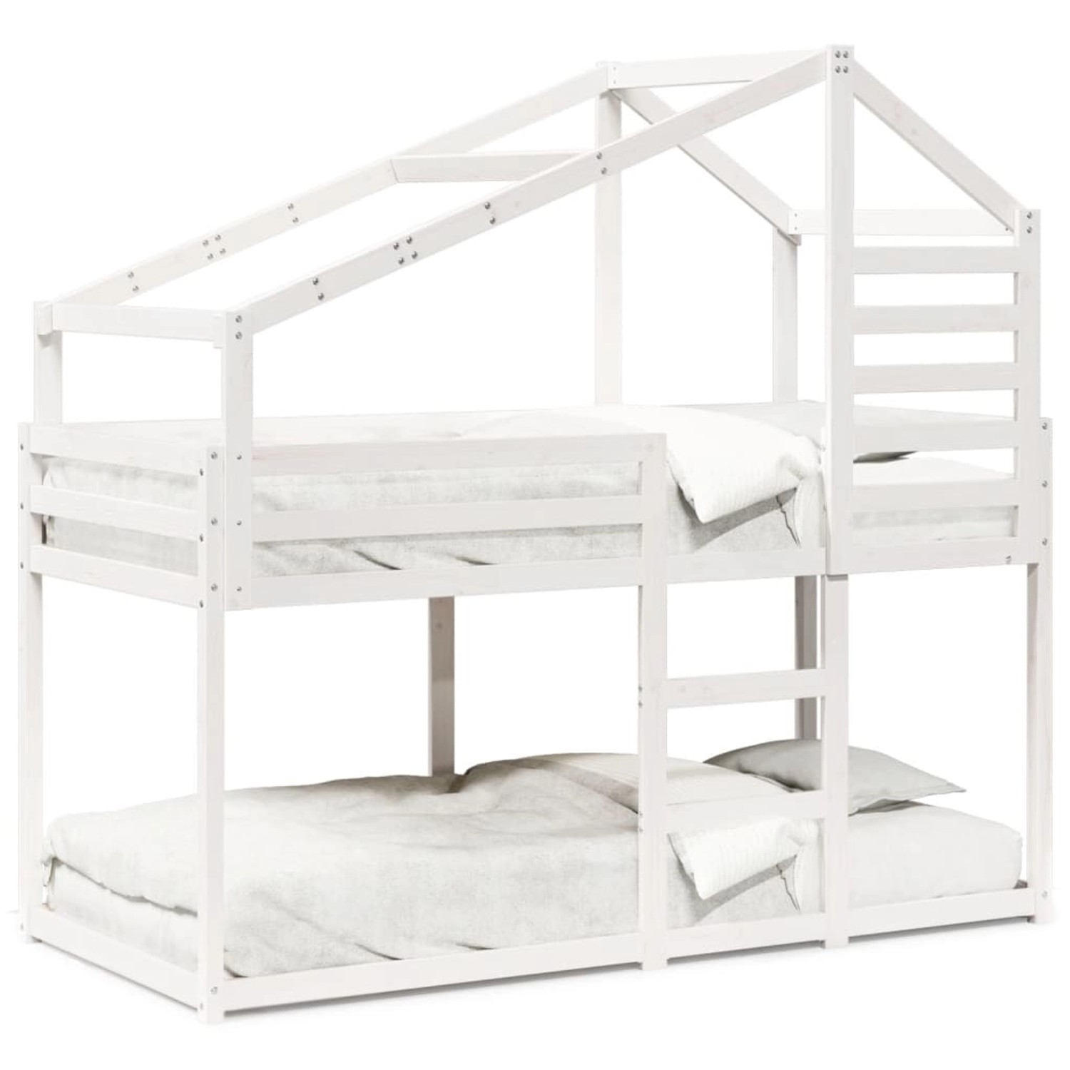 vidaXL Etagenbett mit Dach Weiß 80x200 cm Massivholz Kiefer 3281959 günstig online kaufen