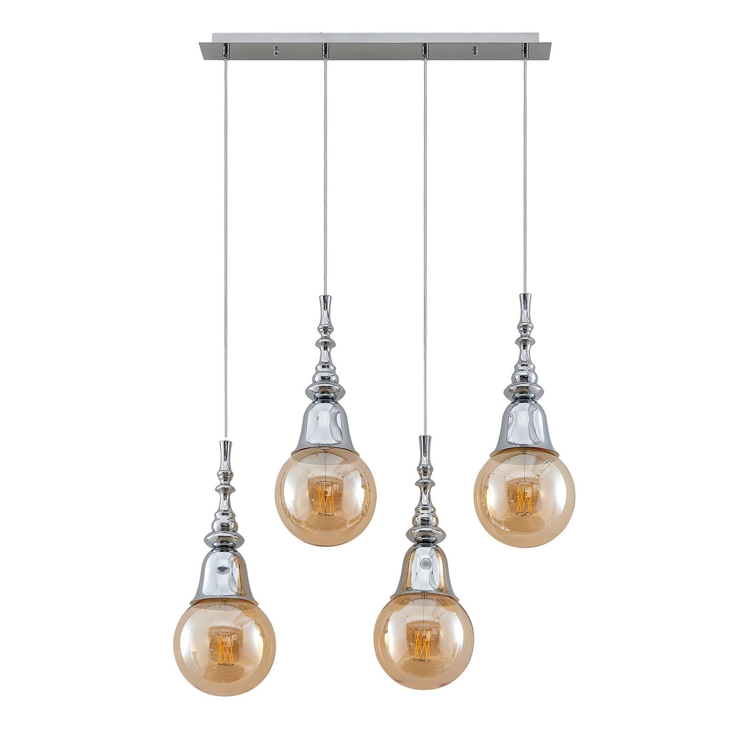 Lucande Pendelleuchte Gesja 9920025 Modern in Chrom aus Metall 4-flammig E2 günstig online kaufen