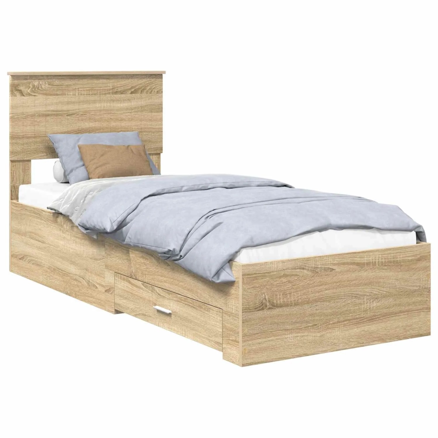vidaXL Bettrahmen Sonoma Eiche und Silber 75 x 190 cm Holzwerkstoff 3410960