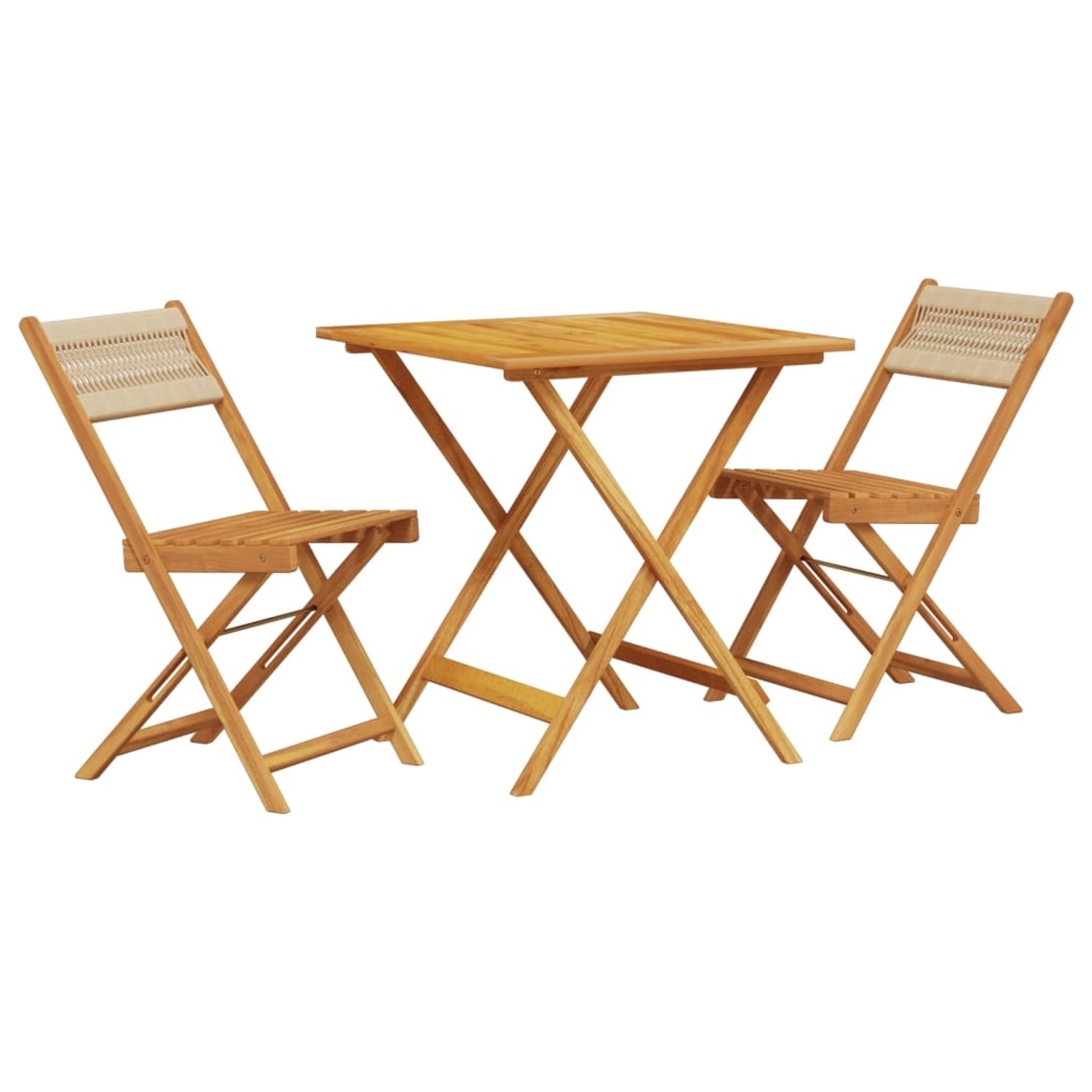vidaXL 3-tlg Bistro-Set Beige Polypropylen und Massivholz Modell 8