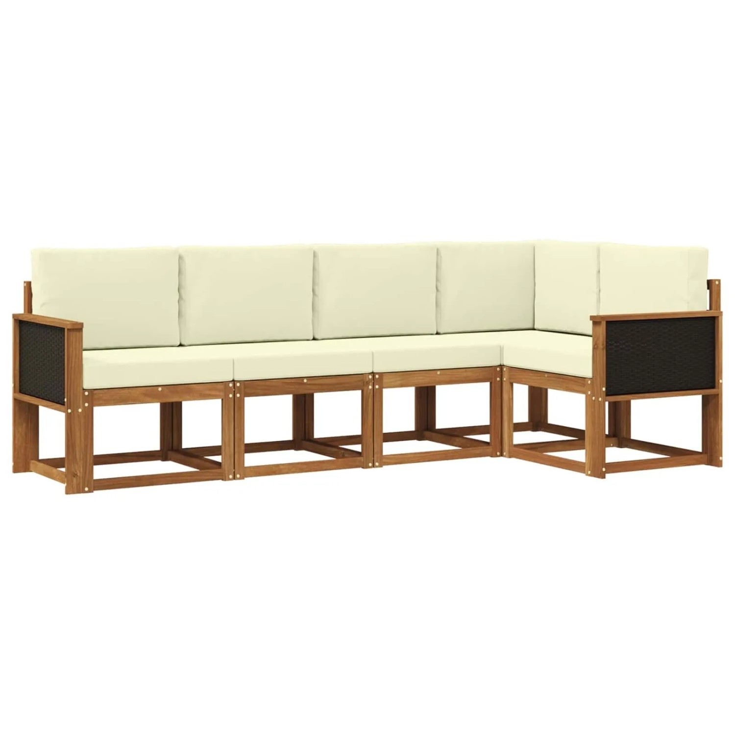 vidaXL Outdoor-Sofagarnitur mit Kissen 5 Stk Natur und Creme Polyester 3385201