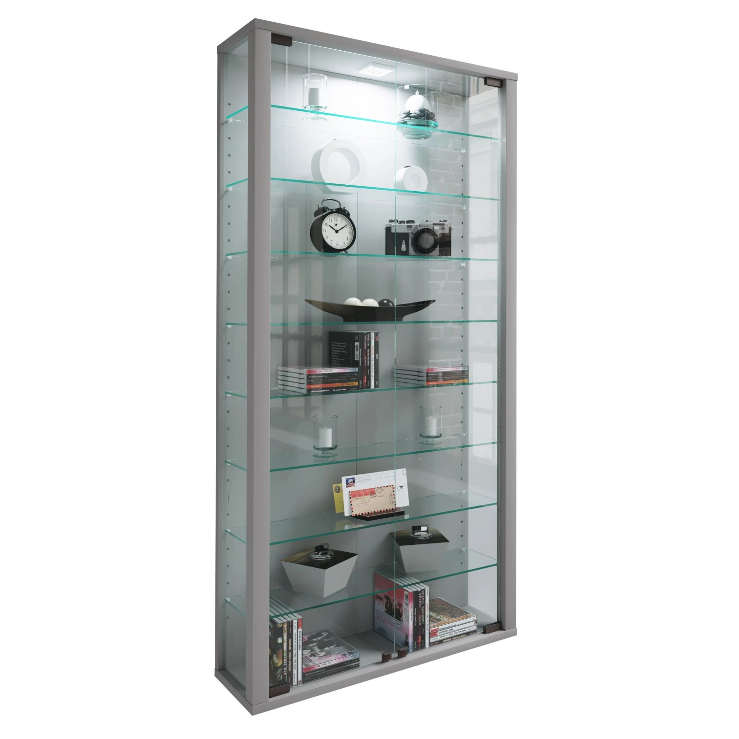 VCM Standvitrine Lumo Silber
