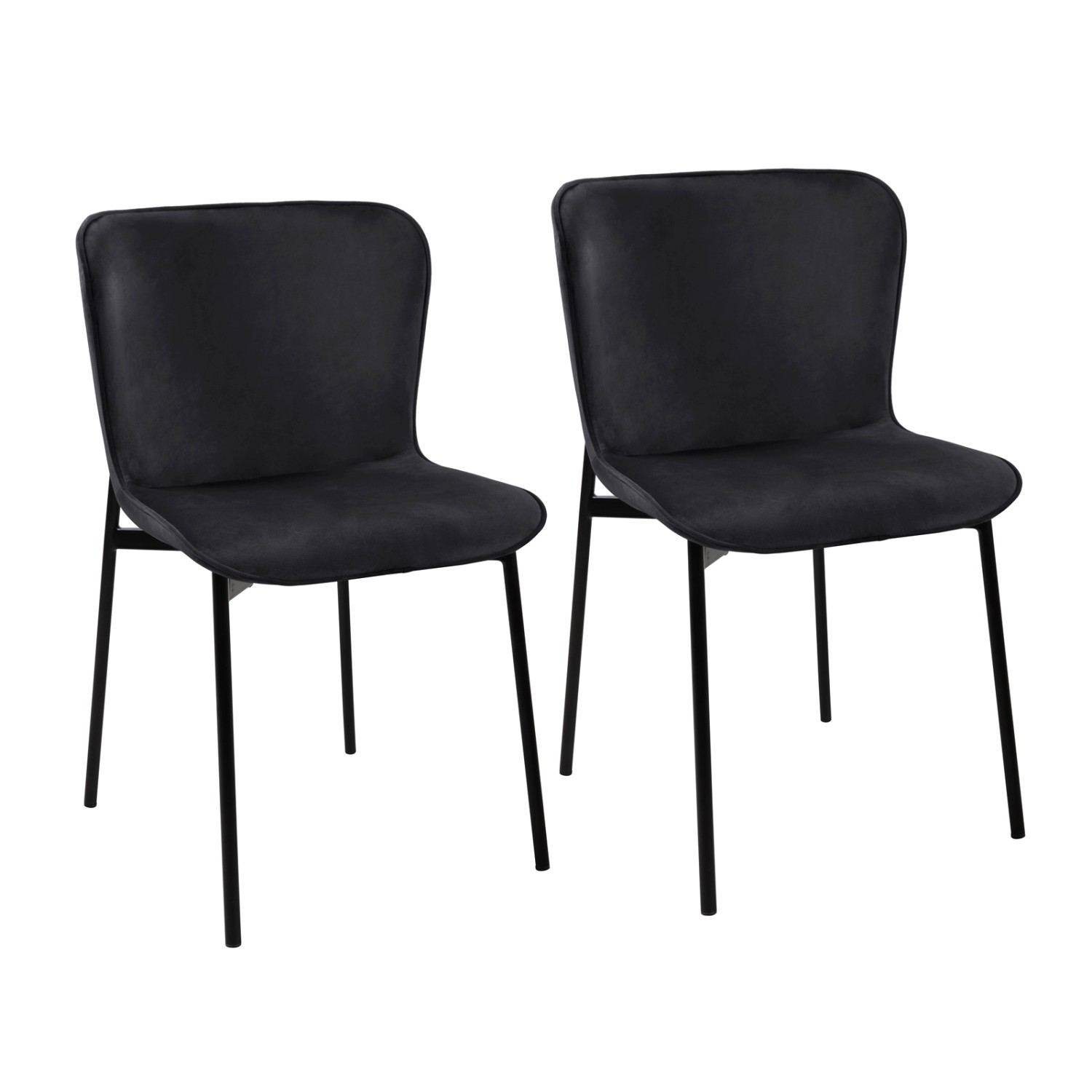 Svita Mary 2er Set Esszimmerstuhl Polsterstuhl Ohne Armlehnen Samt Schwarz/ günstig online kaufen