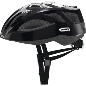 Schwarzer Abus Fahrradhelm Sport M mit Reflektoren für mehr Sicherheit.