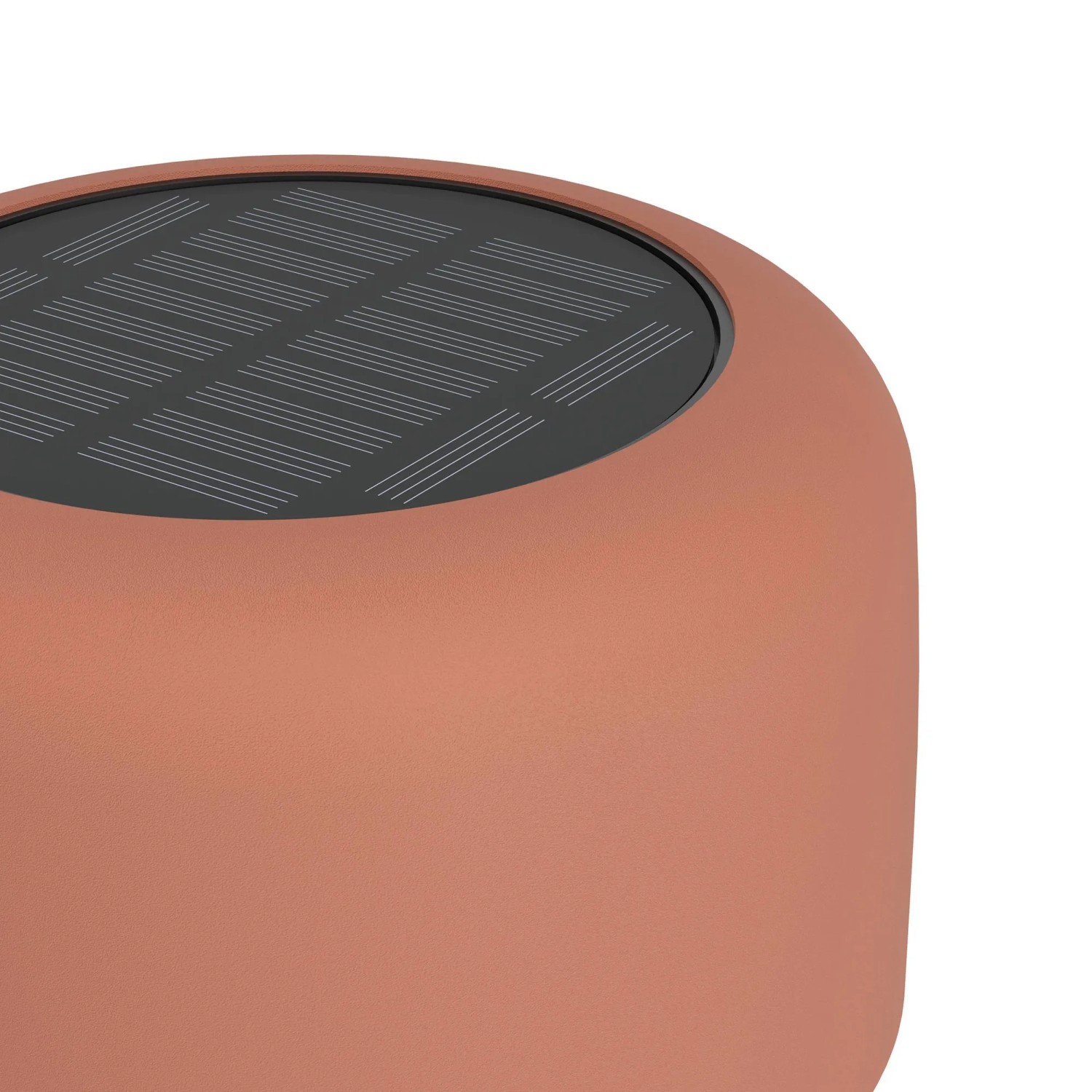 Detailaufnahme: Rote EGLO ROCCANOVA Solar LED Tischleuchte mit Solarpanel.