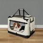 Beige Juskys Hundetransportbox Lassie L mit Beagle. Faltbare Hundebox für mittelgroße Hunde.