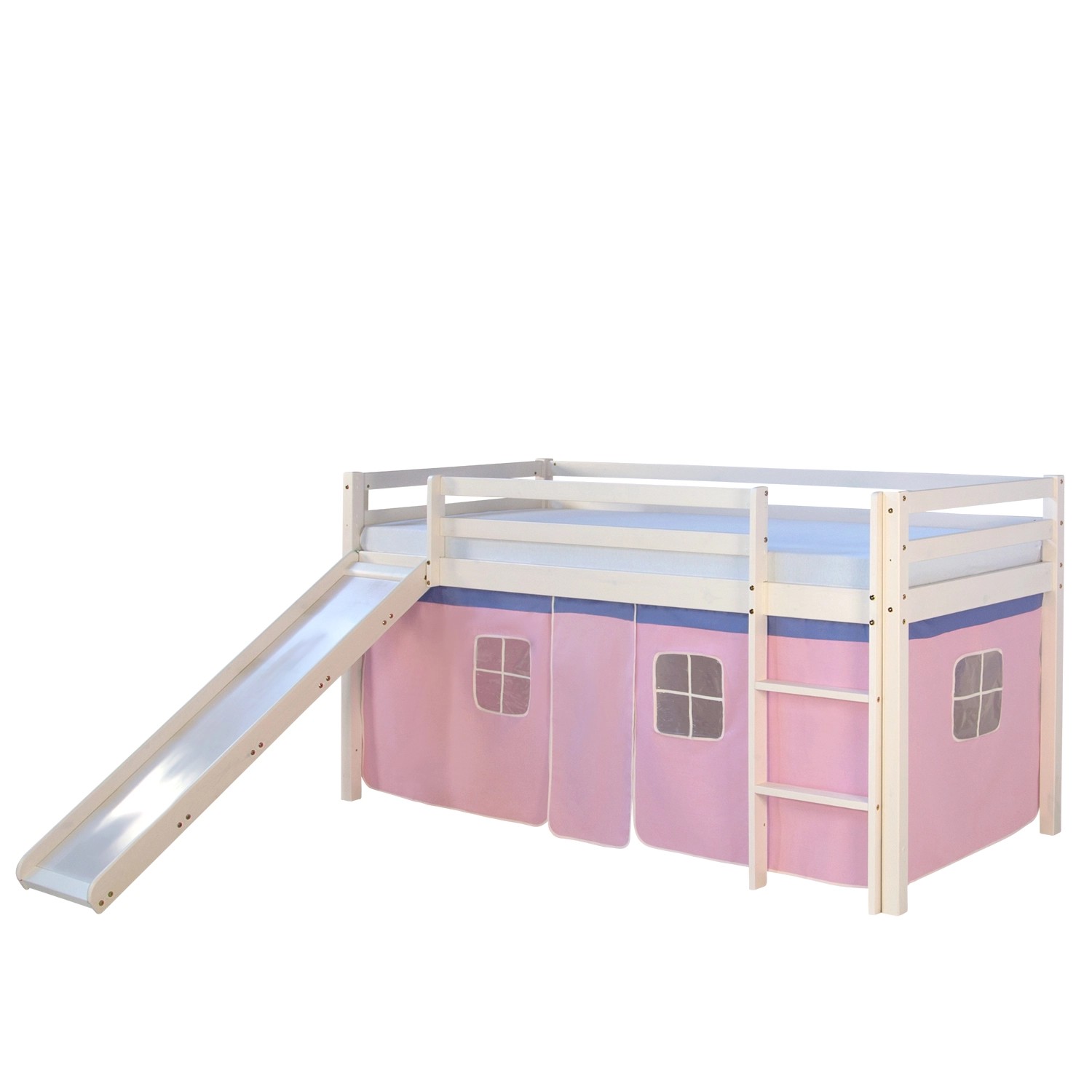 Homestyle4u Hochbett 90x200 mit Rutsche Rosa 1543