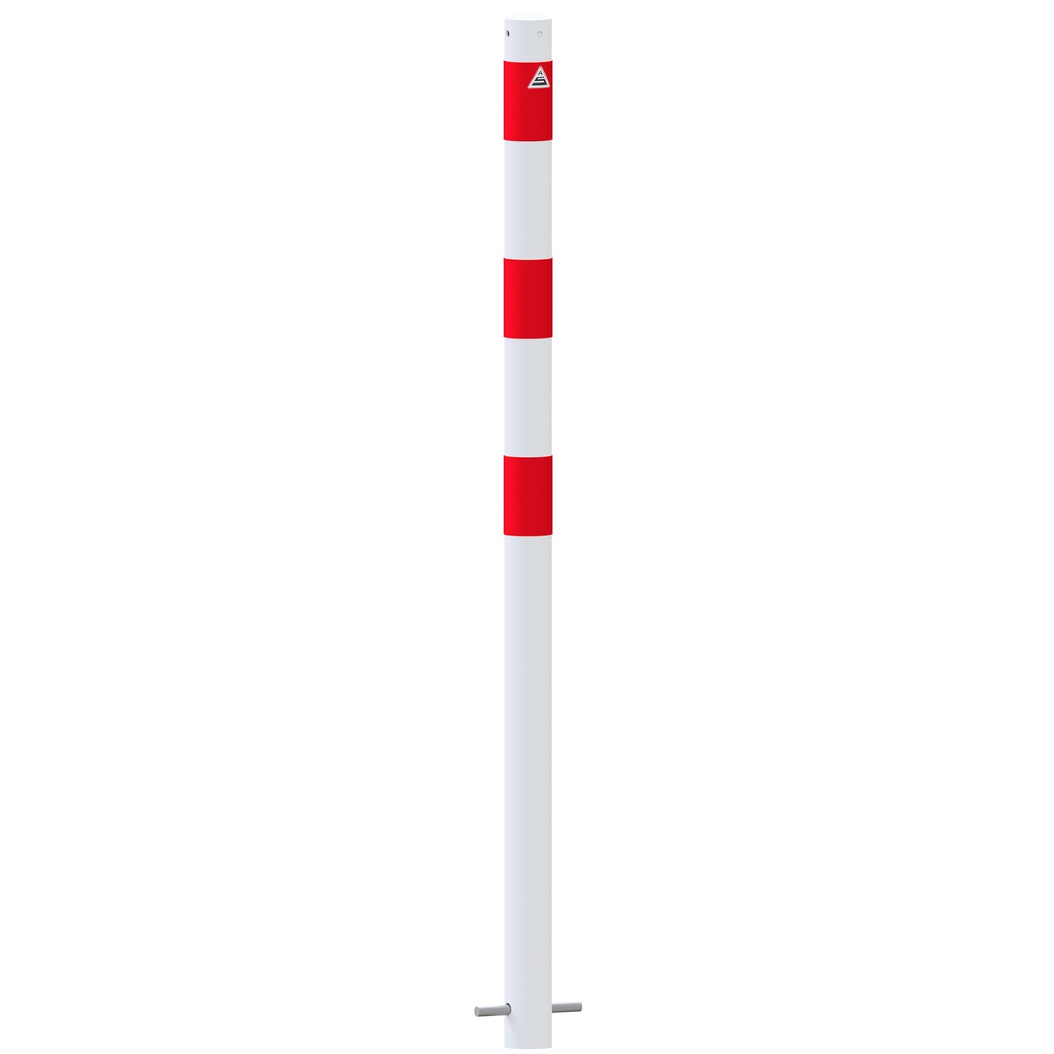 Thumbnail - Schake Absperrpfosten zum Einbetonieren Feuerverzinkt Ohne Öse Ø 60 mm Weiß Rot