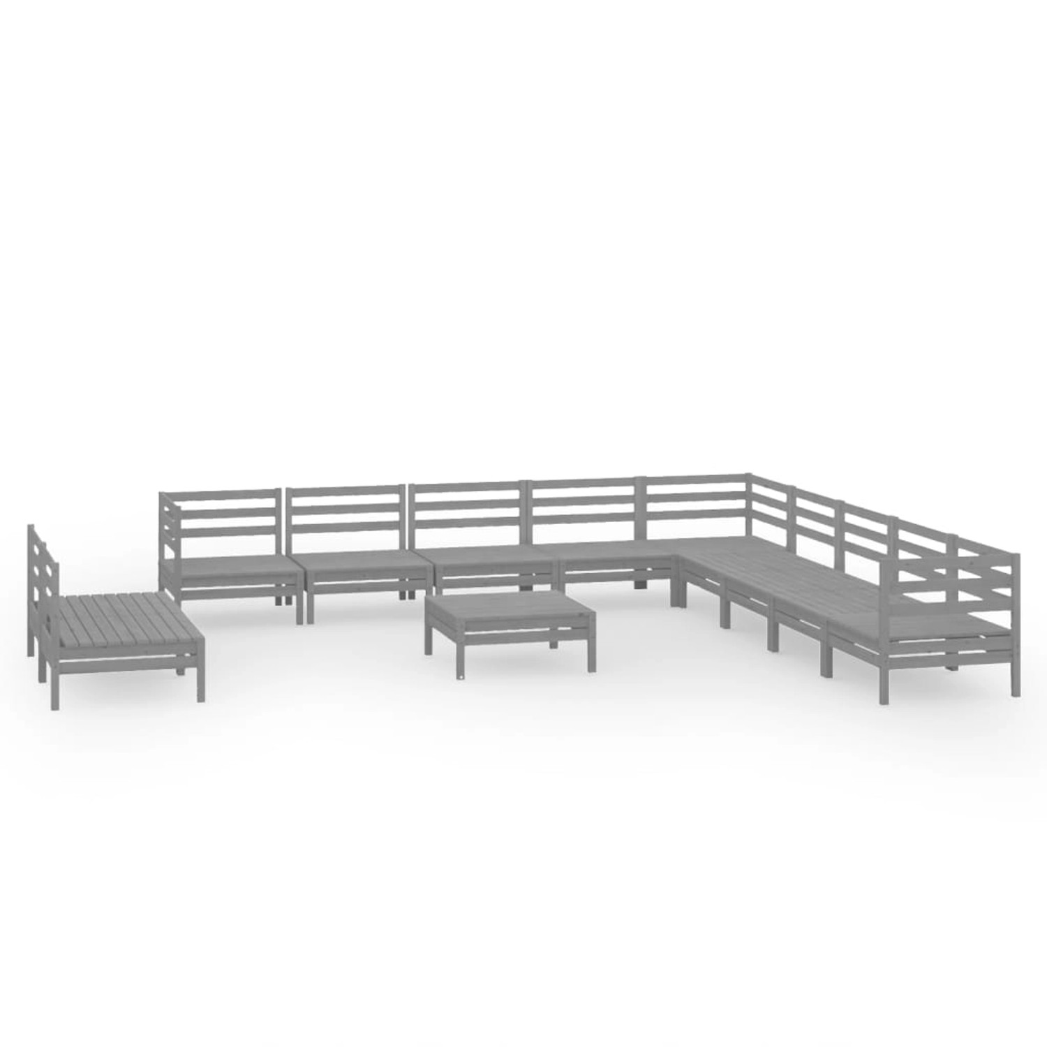 vidaXL 12-tlg Garten-Lounge-Set Massivholz Kiefer Grau Modell 4