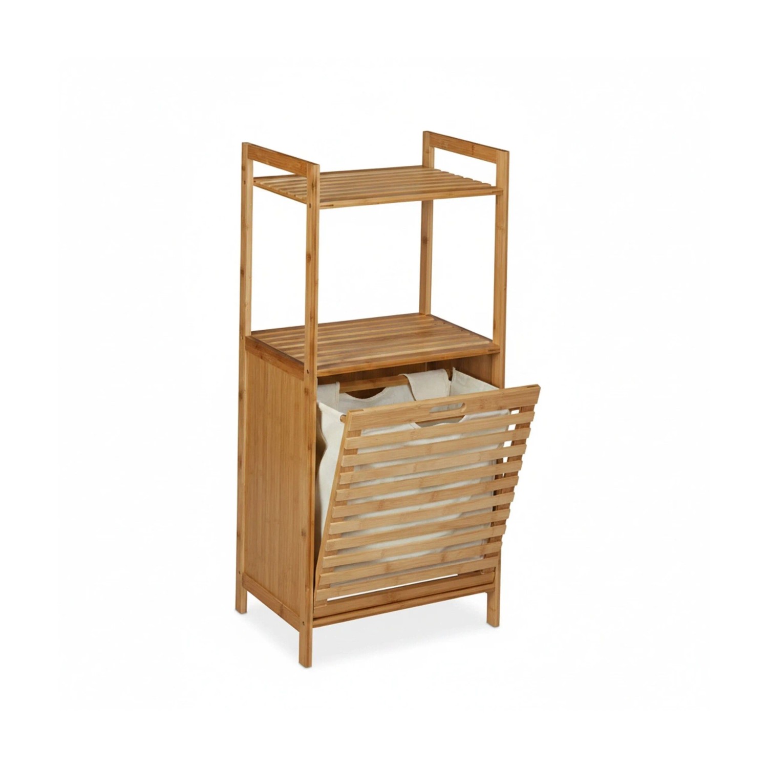 Relaxdays Wäscheschrank mit Wäschekorb Bambus Natur Klappbar 100 cm x 45,5 cm x 33,5 cm 5,5 kg