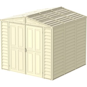 Duramax Kunststoff-Gartenhaus DuraMate, 5,8 m², beige. Gerätehaus mit Doppeltür und Satteldach.