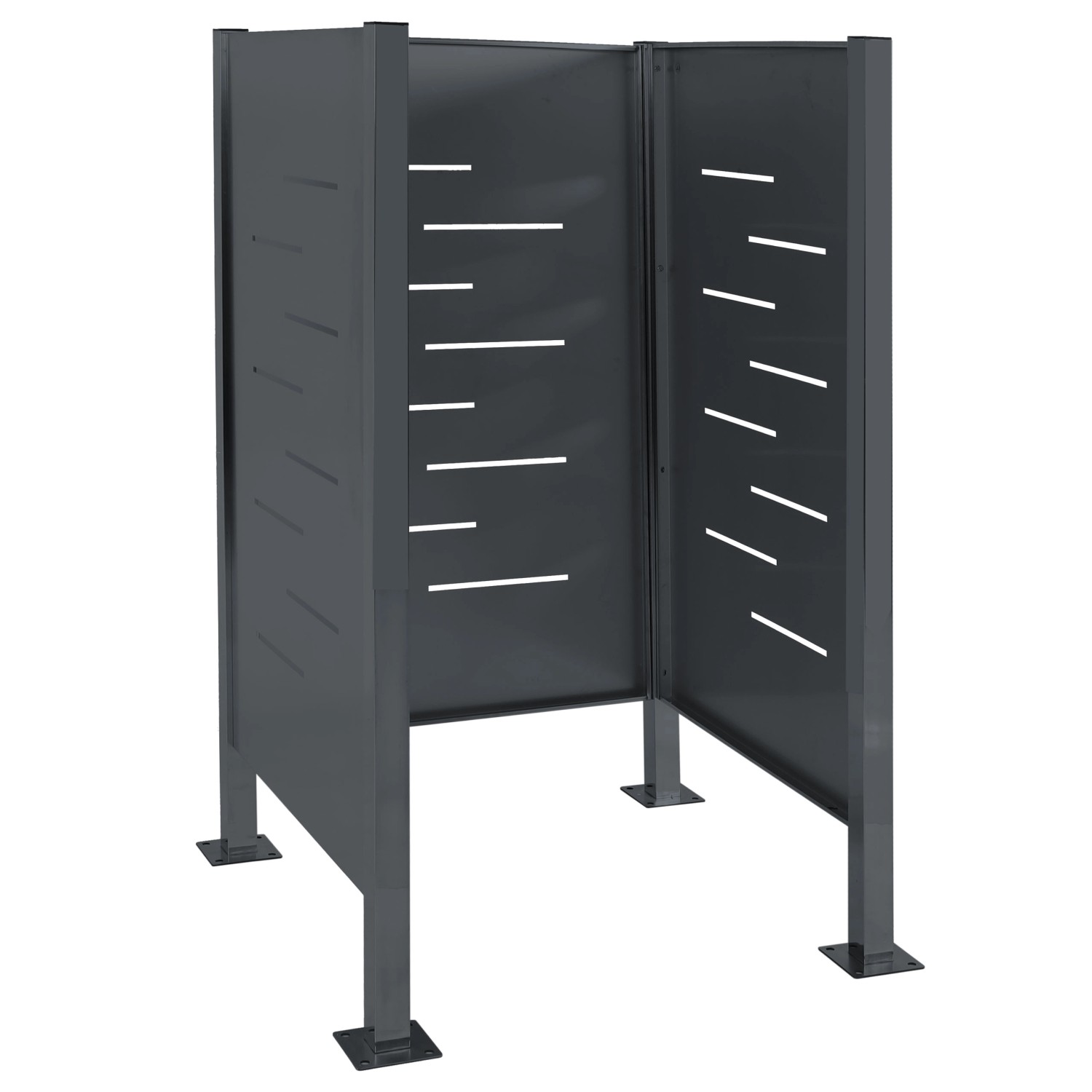 MCW Mülltonnen-Zaun J55 Metall Anthrazit 150x85x85cm Grau